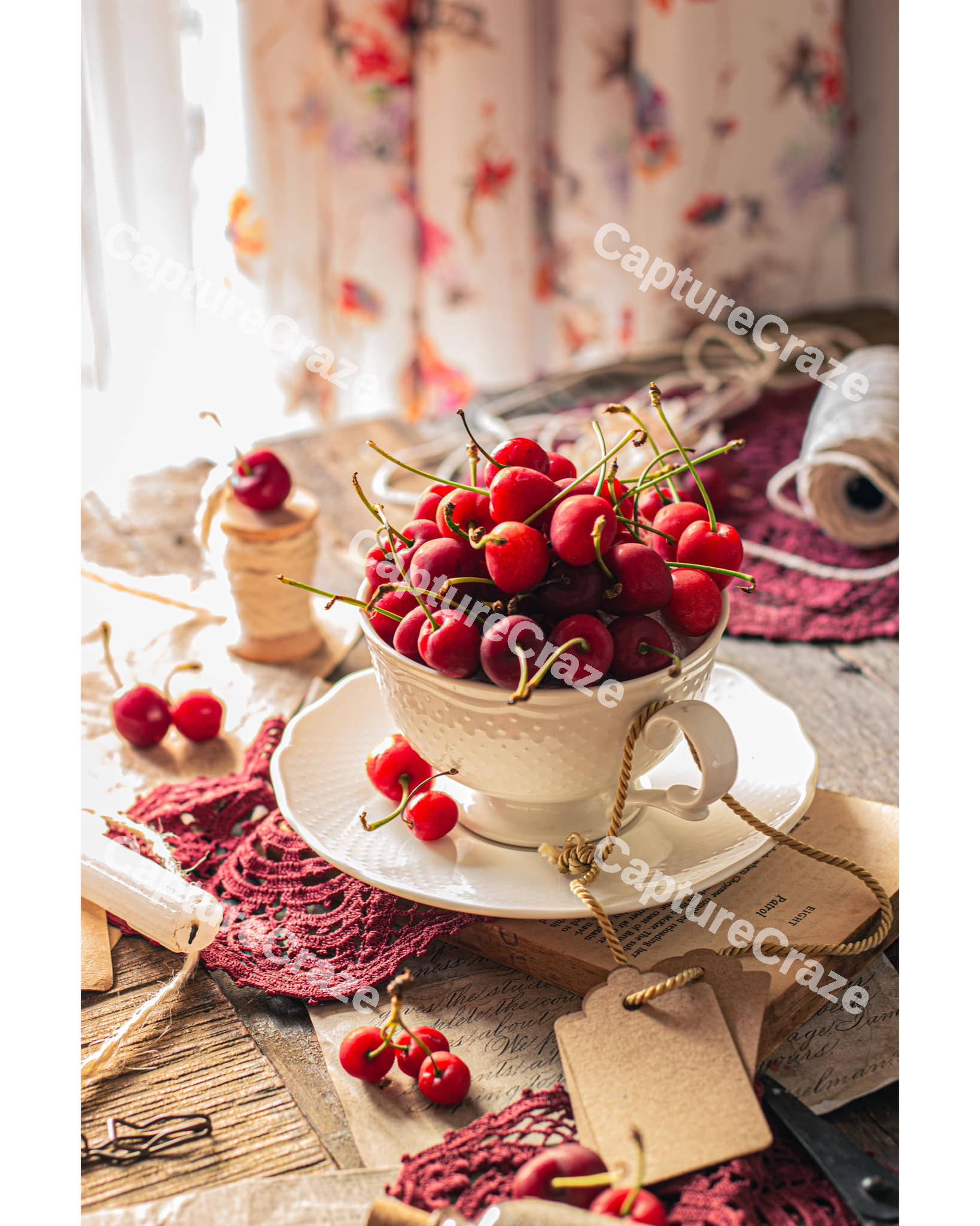 Cherries on a cup